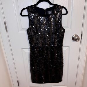 Vince Camuto Black Sequin Sheath Dress